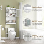 ZENY Over The Toilet Storage Cabinet, Bathroom Organizer with Adjustable Shelf and Double Doors, Freestanding Bathroom Space Saver Toilet Rack (White)