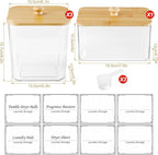 Laundry Pods Storage Container, Clear Laundry Pods Containers with Wooden Lid & Labels,Detergent Powder Organizer for Pods,Dryer Sheets,Scent Beads,Acrylic Jars with Scoops,3+1 Set
