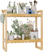 AmazerBath Bamboo Over The Toilet Storage Shelf - 2-Tier Bathroom Organizers and Storage Shelves, 2 in 1 Dual Stable Above Over Toilet Bamboo Shelf Home Storages Rack for Small Bathroom, Space Saver
