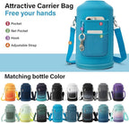 1 Gallon Water Bottle Insulated | Thickened Stainless Steel Vacuum Metal Water Jug | Portable Sports Large for Gym and Hiking with Straw, Carrier Bag, Handle Strap | BPA-Free 128 oz