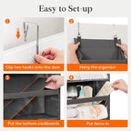 Lifewit 1 Pack Over the Door Organizer, Clear Window Hanging Storage with 4 Side Pockets, Anti Tilt 40 lbs Load Behind Door for Pantry, Nursery, Bathroom, Bedroom, Dorm, 5 Section, Gray