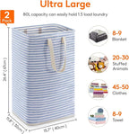 Lifewit 2 Pack Laundry Basket 80L Each, Collapsible Clothes Hamper with Reinforced Handles, Freestanding Waterproof Design for Bedroom and Laundry Room, Grey&Blue 160L Total