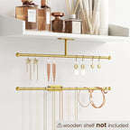 Wall Hanging Jewelry Organizer: 12.6'' Necklace Holder for Earring, Bracelet, Rings, Hairband, Glasses, Gold 4-Pack, Screws Included