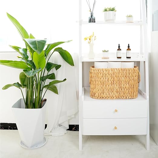 Large Toilet Paper Storage Basket, Wicker Toilet Paper Holder Basket for Bathroom, Natural Water Hyacinth Narrow Basket, Slim Toilet Paper Basket for 6 Mega Rolls, Magazines & Towels