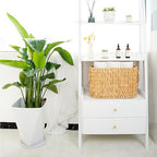 Large Toilet Paper Storage Basket, Wicker Toilet Paper Holder Basket for Bathroom, Natural Water Hyacinth Narrow Basket, Slim Toilet Paper Basket for 6 Mega Rolls, Magazines & Towels