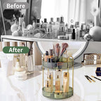 360 Rotating Makeup Organizer,2 Tier Large Capacity Make Up Organizers and Storage,Skincare Perfume Vanity Organizers,Bathroom Cosmetics Storage Organizer Countertop (Green)