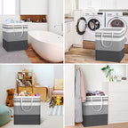 HomeHacks 3-Pack Large Laundry Basket, Waterproof, Freestanding Laundry Hamper, Collapsible Tall Clothes Hamper with Extended Handles for Clothes Toys in the Dorm and Family-(Gradient Grey, 88L)