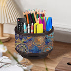 Pen Holder for Desk Organizers and Accessories, 360 Swivel TV Remote Control Holder for Table, Nightstand Organizer Caddy for Office Supplies/ Media Controllers, Bedside Decorations for Living Room