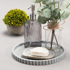 Silicone Bathroom Countertop and Vanity Tray, Round Silicone Bathroom Tray, Modern Bathroom Decor, Coffee Table Decor, Decorative Tray for Candle, Perfume, Plants (Grey, 9 inch)