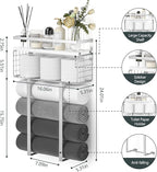 Towel Racks for Bathroom, Bathroom Shelf Over Toilet,Floating Shelves with Towel Rack Paper Holder Storage Basket,Floating Shelves for Wall Decor,Silver