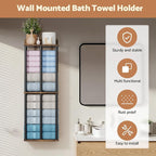 Towel Racks for Bathroom Wall Mounted, Upgraded Bathroom Towel Holder Bath Storage Rack for Rolled Towel, Small Towels, Folded Towels, Rustic Organizer Rack with Shelf