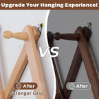 Wall Rack with 10 Hooks, Wooden Wall Expandable Coat Rack for Coat, Hats, Baseball Caps, Coffee Mug, Jewelry(Natural)