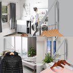 Foldable Clothes Drying Rack, Wall Mounted Retractable Drying Rack Clothes Hanger for Laundry, Bathroom, Balcony Use, Space Saving Laundry Racks and Closet Organizer, Aluminum (Silver)