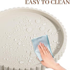 Round Bathroom Tray Silicone Kitchen Counter Decor Vanity Organizer Decorative Coffee Table Tray for Perfume, Candle, Soap Dish, 12 Inch, Beige