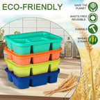 4 Pack Bento Box Lunch Box Container for Adult Kid, 4 Compartment Meal Prep Containers with Lids, Reusable Snack Box Container for Work Travel Picnic, Microwave & Dishwasher Safe