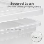 IRIS USA File Box, Plastic File Organizer with Lids for Letter/Legal File, Portable Document Box For Moving, Storage Bin with Durable and Secure Lid, Stackable Nestable BPA-Free, Pearl 35 Qt. 4 Pack