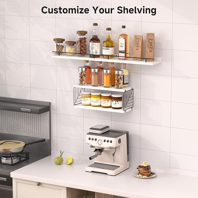 Floating Shelves for Wall, Floating Shelf for Bathroom Set of 3, Floating Shelf for Wall with Toilet Paper Holder for Bathroom, Bedroom, Living Room, Kitchen, Office (White)