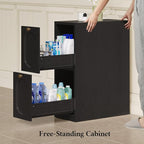 Over the Toilet Storage Cabinet with Mobile Bathroom Storage Cabinet & 3 Adjustable Shelves, Bathroom Storage Cabinet Over Toilet with 4 Section Drawers for Bathroom, Laundry Room, Black