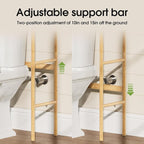 3 Tier Over The Toilet Organizer Rack Bamboo, Freestanding Bathroom Toilet Storage Shelf, Space Saving and Easy to Install, Adjustable Feet, Adjustable Bottom Rod