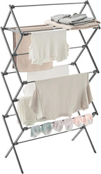 SONGMICS Foldable Clothes Drying Rack, Laundry Drying Rack, Clothes Airer, Steel Frame, 14.6 x 29.5 x 53.2 Inches, Easy Assembly, Indoor Outdoor Use, Gray ULLR770G01