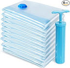 Vacuum Storage Bags Space Saving Bags for Comforters Clothes Pillow Bedding Blanket Storage, Double Zip Lock Seal & Leak Valve, Free Travel Hand Pump Included (6 Pack Large - 31 * 24 inches)