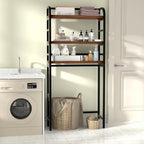 3-Tier Over The Toilet Storage Rack, Freestanding Bathroom Organizer Metal Frame Toilet for Small Spaces, Bathroom, Balcony, Laundry (Black)