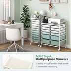 Giantex 12 Drawers Rolling Storage Cart, Classroom Organizers with Wheels for Tools Scrapbook Craft Paper Teacher Office School Supplies, Green Gradient