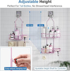 Shower Caddy, Upgraded Extended Length Shower Caddy Over Showerhead No Blocking to Shower Head, Rustproof Shower Organizer with Hooks Shampoo Soap Holder, Bathroom Large Hanging Shower Caddy