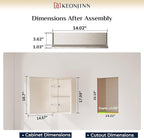 Keonjinn Small Medicine Cabinet Mirror 14" x 18", Assembly Needed, Brushed Nickel Medicine Cabinet with Mirror, Beveled Framed, Stepless Adjustable Shelf, One Shelf Only, Wall-Mounted or Recessed