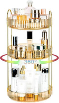 360 Rotating Makeup Organizer - Large Capacity Spinning Perfume & Cosmetic Skincare Holder for Vanity & Countertop (Vibrant Orange, 3 Tier)