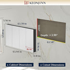 Keonjinn 64 x 32 Inch Medicine Cabinet, Assembly Required, Black Bathroom Medicine Cabinets Mirror, Lightweight, Adjustable Shelves, Surface Mount or Recessed, Tempered Glass
