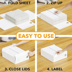 SpaceAid 6 Pack Bed Sheet Organizers and Storage, Foldable Sheet Organizer for Linen Closet, Sheets Set Folder Keeper with Window XL (Queen & King Size) Bedding Container, (White, 6 Pack)