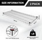 2 Pack Additional Wire Shelf for Wire Shelving Units Chrome Finish Shelving Weight Capacity 600-800 Lb, Heavy Steel Industrial for Warehouses, Closets, Kitchen(Sliver,18" W X 36" L)