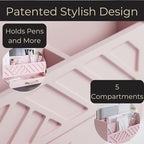 BLU MONACO | Pink Desk Organizers Wooden Mail Organizer with Drawer | Mail Sorter Organizer Countertop Gold Handle | Desk Organizers and Accessories Pink Office Storage