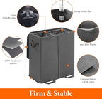 Lifewit Double Laundry Hamper with Lid and Removable Laundry Bags, Large Collapsible 2 Dividers Dirty Clothes Basket with Handles for Bedroom Laundry Room Closet Bathroom College, 136L Black