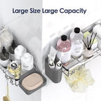 Shower Caddy Adhesive Shower Organizer 7-Pack, Rustproof Stainless Steel Bathroom Shelves, Large Capacity No-Drill Rack Storage Accessories with Soap Dish Toothbrush Holder Hooks