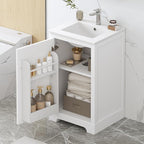 20 in Small Bathroom Vanity with Sink,Soft Close Door and Adjustable Shelf,Wood Modern Single Bathroom Sink Cabinet,Freestanding (White)