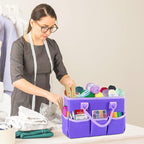 ZKOO Art Organizer Desktop Craft Storage Tote Bag for Crafts, Sewing, Paper, Art, Canvas, Supplies Storage Organization with Handles for Travel or Daily Use (Purple, Small)