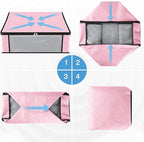 HomeHacks Storage 10-Pack Clothes Organizer Storage Bags Foldable Storage Box with Large Clear Window Sturdy Handles for Closet, Dorm, Pillows, Bedding, Clothes, Blankets, 35L, Pink