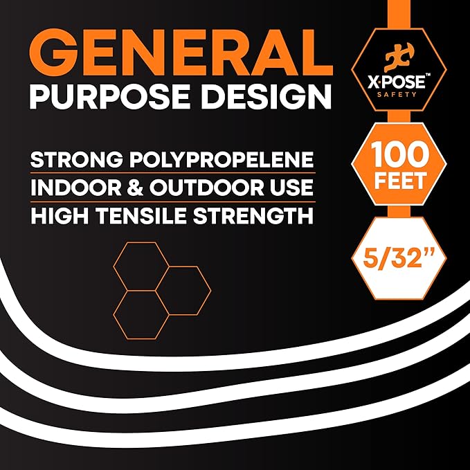 Plastic Clothesline - 100' Plastic Clothes Line - White Outdoor Weather Resistant - Synthetic Cord for Hanging and Drying Clothing & Laundry - Plastic Rope Clothes Line String for Pulley 6 Pack