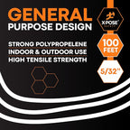 Plastic Clothesline - 100' Plastic Clothes Line - White Outdoor Weather Resistant - Synthetic Cord for Hanging and Drying Clothing & Laundry - Plastic Rope Clothes Line String for Pulley 2 Pack