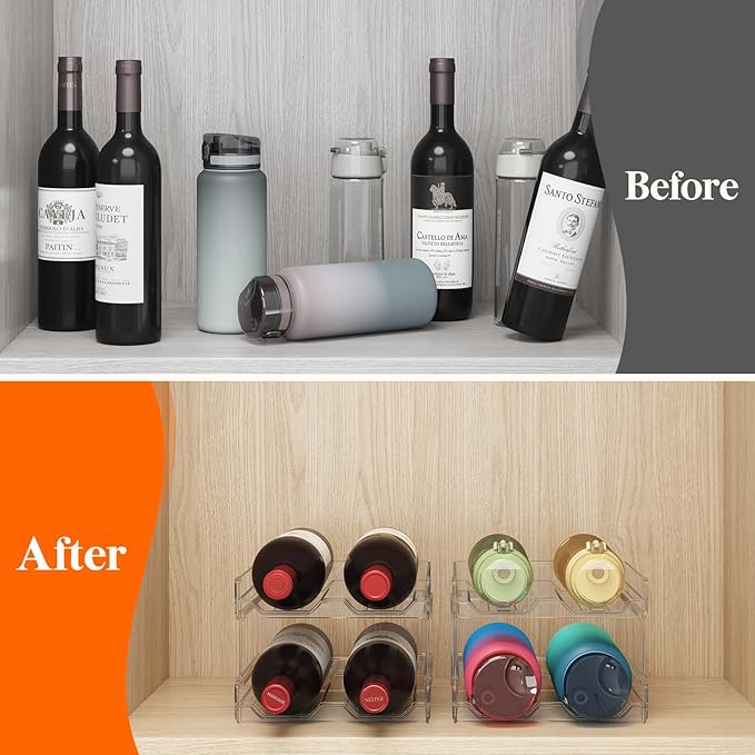 Lifewit Plastic Stackable Wine Rack for refrigerator, Cabinet, Countertop,Wine Bottle Holder, Water Bottle Organizer for Fridge, Pantry, Hold 12 Bottles