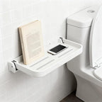 Small Folding Wall Shelf - Waterproof and Rust-Proof 90° fold Down - Easy Installation Folding Metal Shelf, Ideal for RV, Laundry, Toilet, Kitchen and Sofa (White 2PCS, 11.8inch)