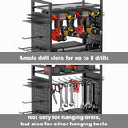 CCCEI Garage Power Tools Organizer Cart with Charging Station, Black Floor Standing Rolling Drill and Tools Battery Storage Cart on Wheels. Utility Rack Gift for Men, Husband, Father.