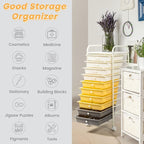 COSTWAY 10-Drawer Rolling Storage Cart, Utility Mobile Trolley with Removable Drawers & Universal Casters & 2 Brakes, Versatile Flexible Drawer Organizer Cart for Home, Office (Yellow)