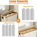 Toilet Paper Roll Storage, Bathroom Slim Toilet Paper Storage with Lid for 12 Rolls, Ultimate Bathroom Organizer with Anti-Slip Base, 17.8" x 6" x 13.8", Grey