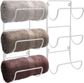 Sorbus Towel Holder for Bathroom Wall - 6 Level Wall Mounted Towel Rack Shelves for Rolled Bath Towels, Washcloths, Linens - White Hanging Towel Racks for Bathroom, Spa, Salon, Towel Storage Organizer