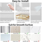 10 Pack Shower Caddy Organizer Rack Shelf for Inside Shower, Self Adhesive Wall Storage Basket Rustproof Stainless Steel Shampoo Holder Bathroom Accessory Decor Set, Gold
