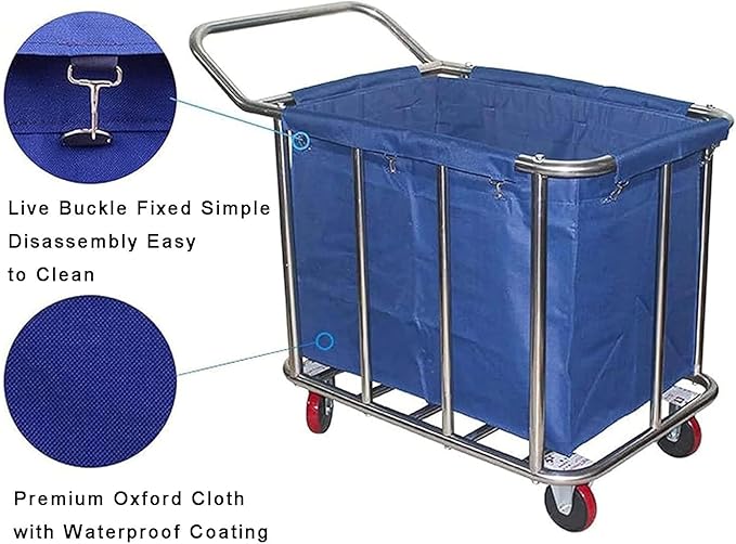 400L Commercial Laundry Cart Replacement Liner Bags,Removable Waterproof Liner for Cleaning/Utility Cart (Blue B)
