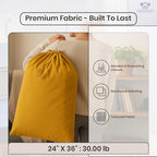 LFH Home Large Premium Cotton Canvas Laundry Bag with Drawstring and Handles Heavy Duty, Multi-Use, and Washable for Home, Travel, College or Storage 24x36 (Pack of 6)-Yellow